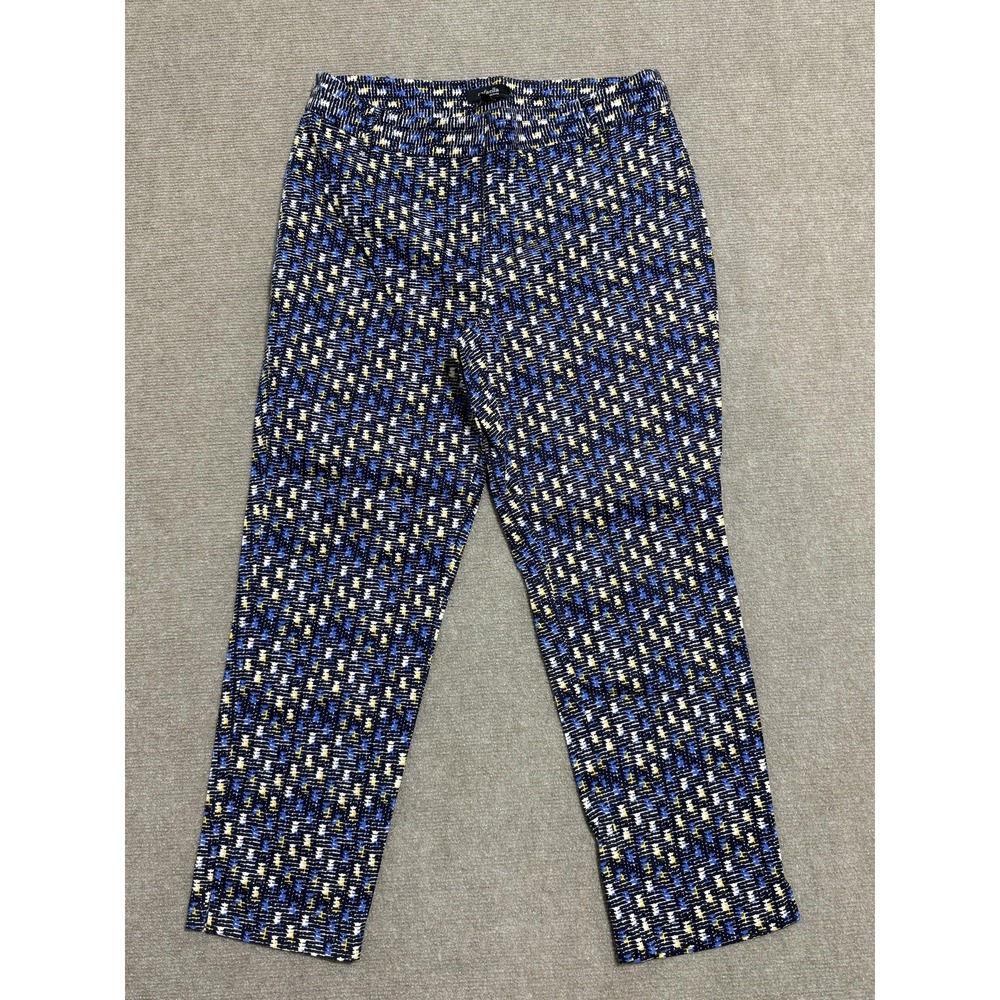 Rafaella Pants Womens 10P Petite Blue Geometric Ankle Stretch Cotton Spandex